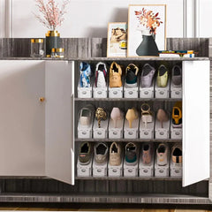Double Layer Shoe Rack - Stackable Adjustable Shoe Storage Organiser (6 Piece)