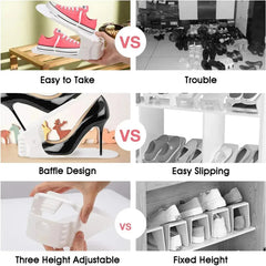 Double Layer Shoe Rack - Stackable Adjustable Shoe Storage Organiser (6 Piece)