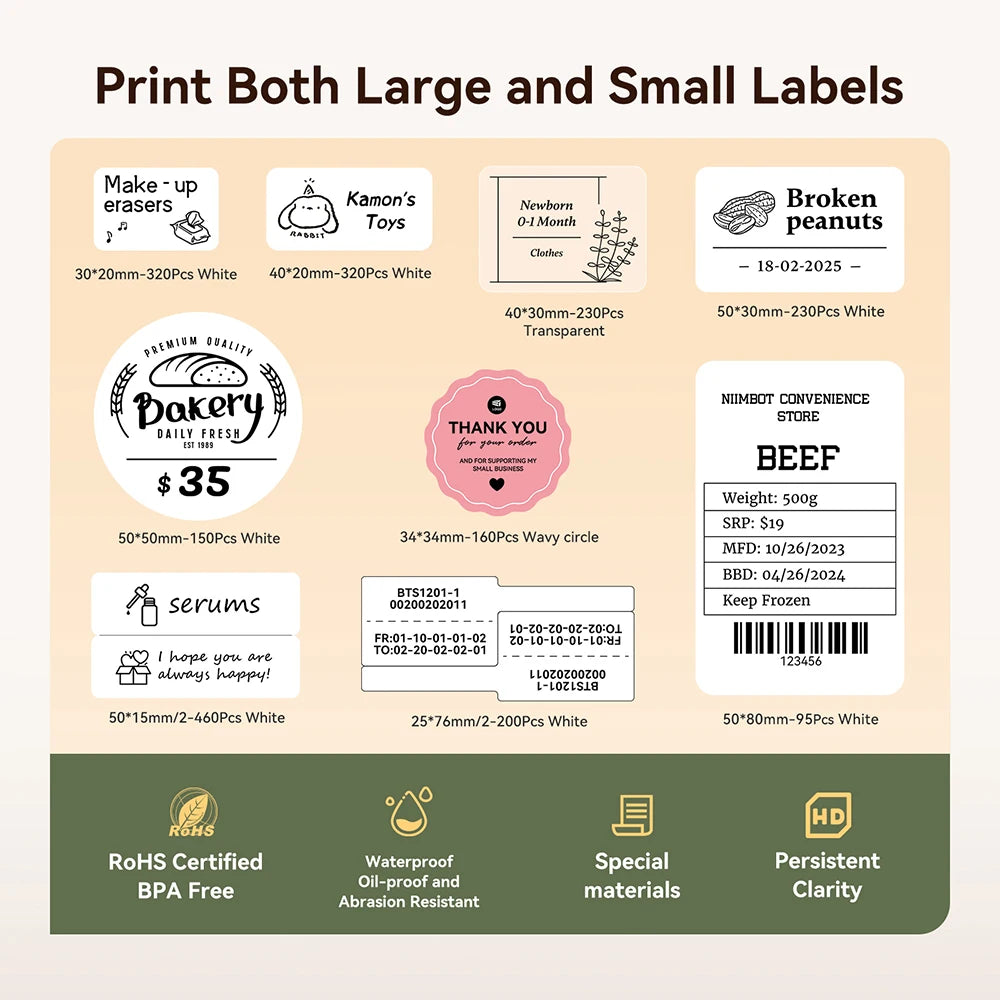 Portable Thermal Label Printer - Bluetooth Sticker and Label Printer