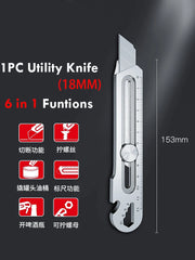 Multi-Purpose Utility Knife – 6-in-1 Retractable Box Cutter