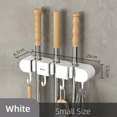 Wall-Mounted Mop and Broom Holder with Hook - Home Organisation Storage