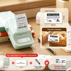 Portable Thermal Label Printer - Bluetooth Sticker and Label Printer
