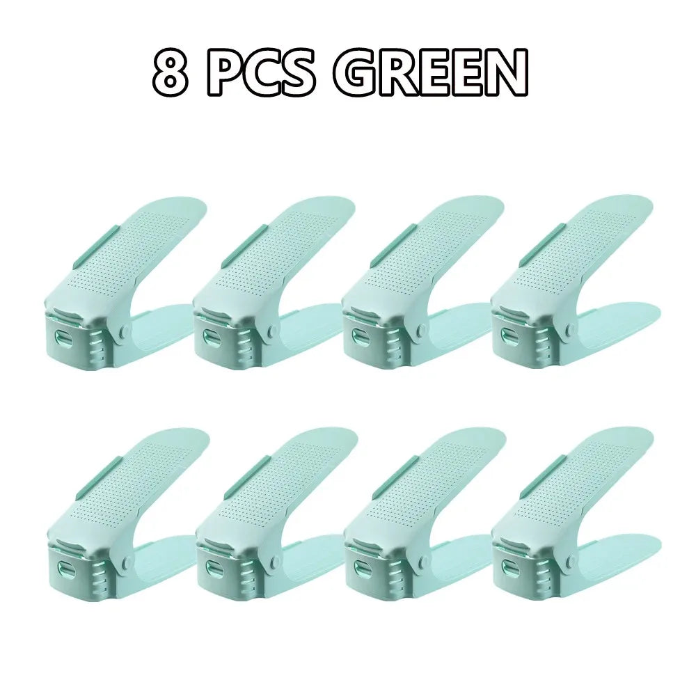 Double Layer Shoe Rack - Stackable Adjustable Shoe Storage Organiser (6 Piece)