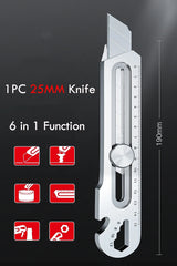 Multi-Purpose Utility Knife – 6-in-1 Retractable Box Cutter