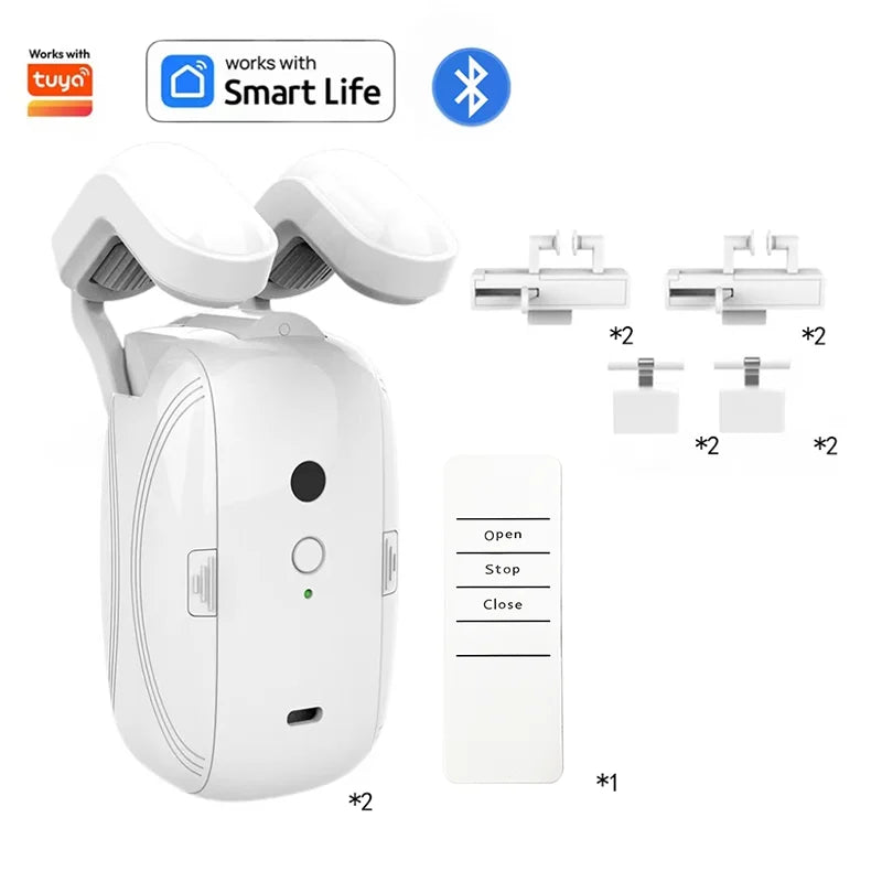 Smart Automatic Curtain Opener - WiFi and Remote Control Smart Home Accessory (2 Pack)