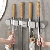 Broom Holder With Hook - Wall Mounted Broom Holder - Mop and Broom Organizer