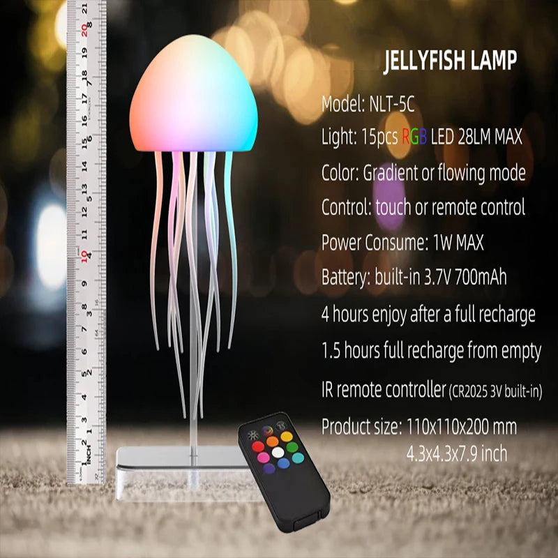 RGB Jellyfish Night Light - Voice Control Night Light - LED Jellyfish Lamp