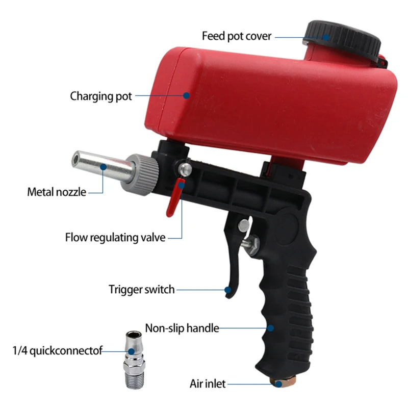 Portable Sandblasting Gun - Pneumatic Sandblaster - Air Sand Blasting Gun