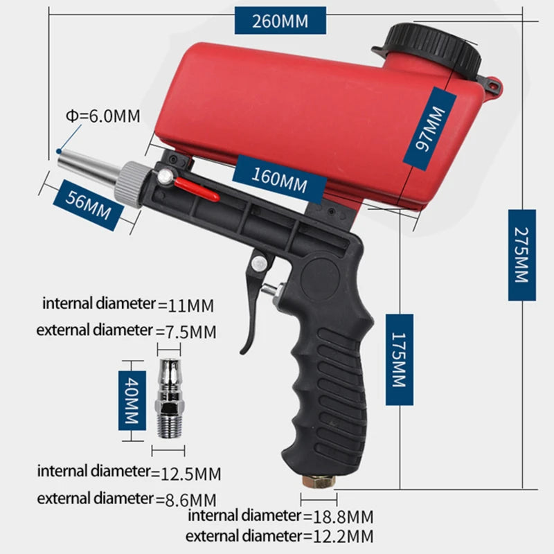 Portable Sandblasting Gun - Pneumatic Sandblaster - Air Sand Blasting Gun