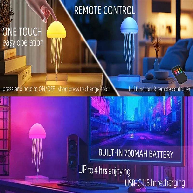 RGB Jellyfish Night Light - Voice Control Night Light - LED Jellyfish Lamp