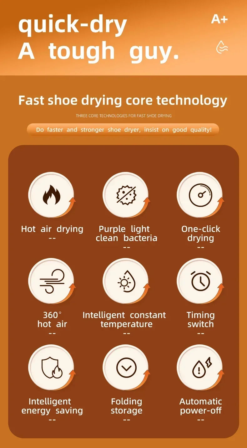 Portable Shoe Dryer - Adjustable Shoe Dryer - Quick Dry Shoe Dryer
