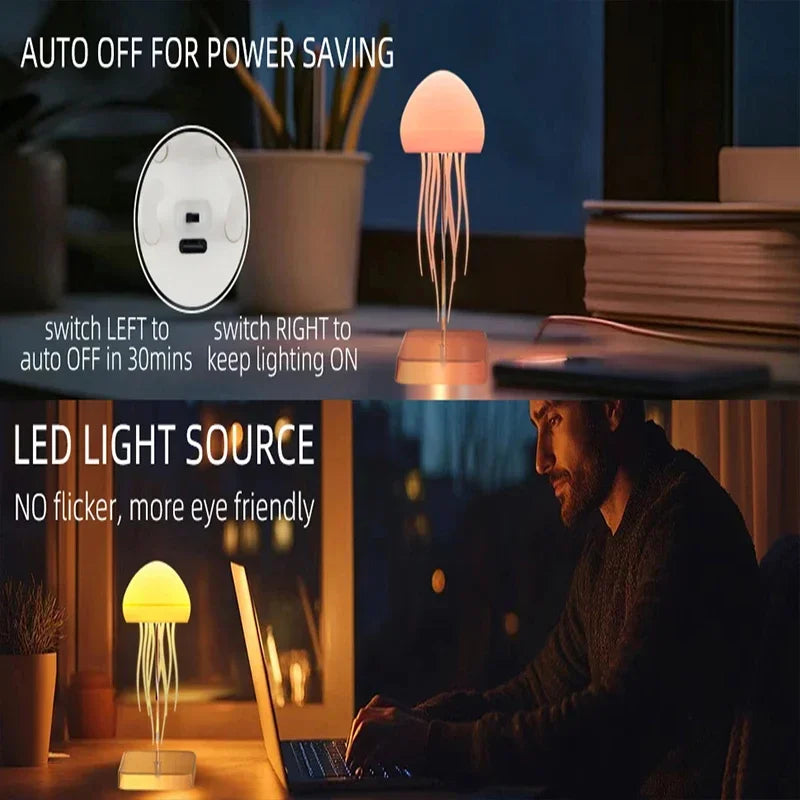 RGB Jellyfish Night Light - Voice Control Night Light - LED Jellyfish Lamp