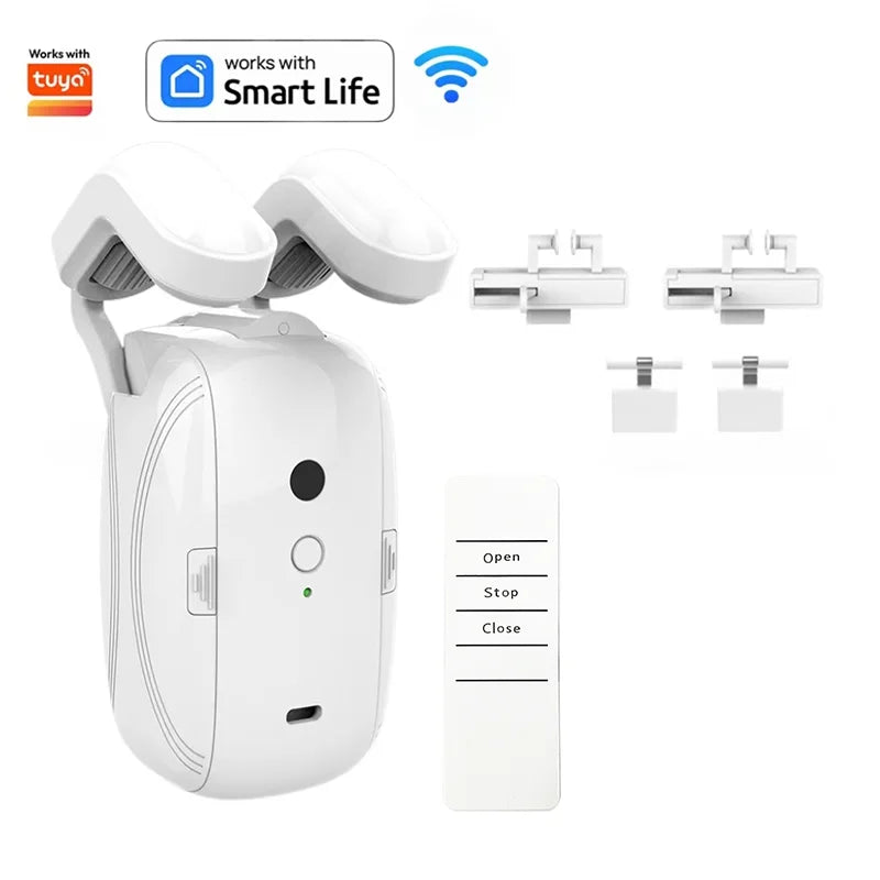 2pcs Smart Curtain Opener With Remote Control
