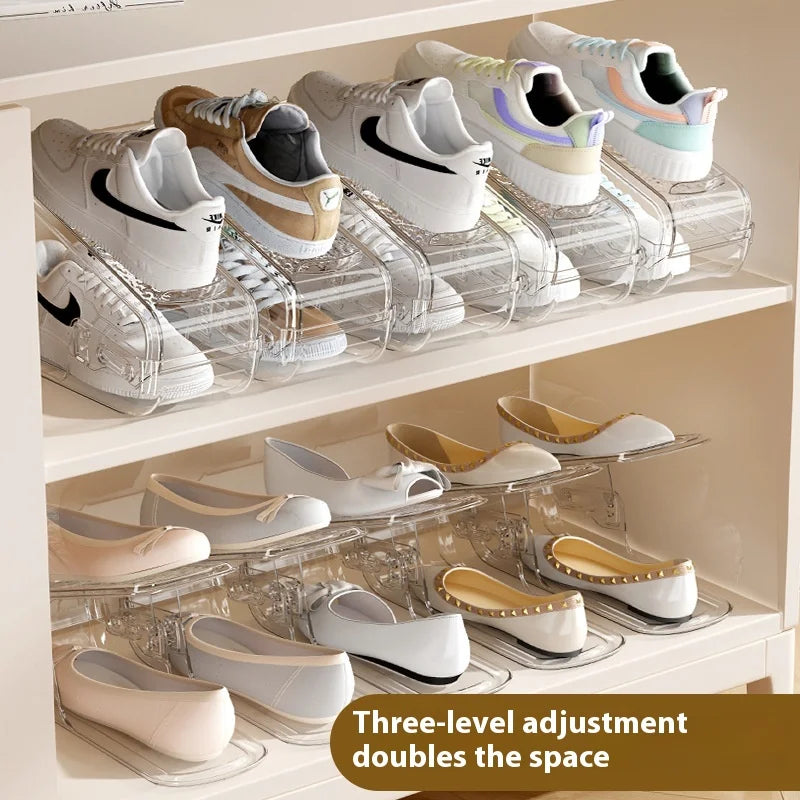 Double Layer Shoe Rack - Free Standing Shoe Rack - Stackable Shoe Organizer