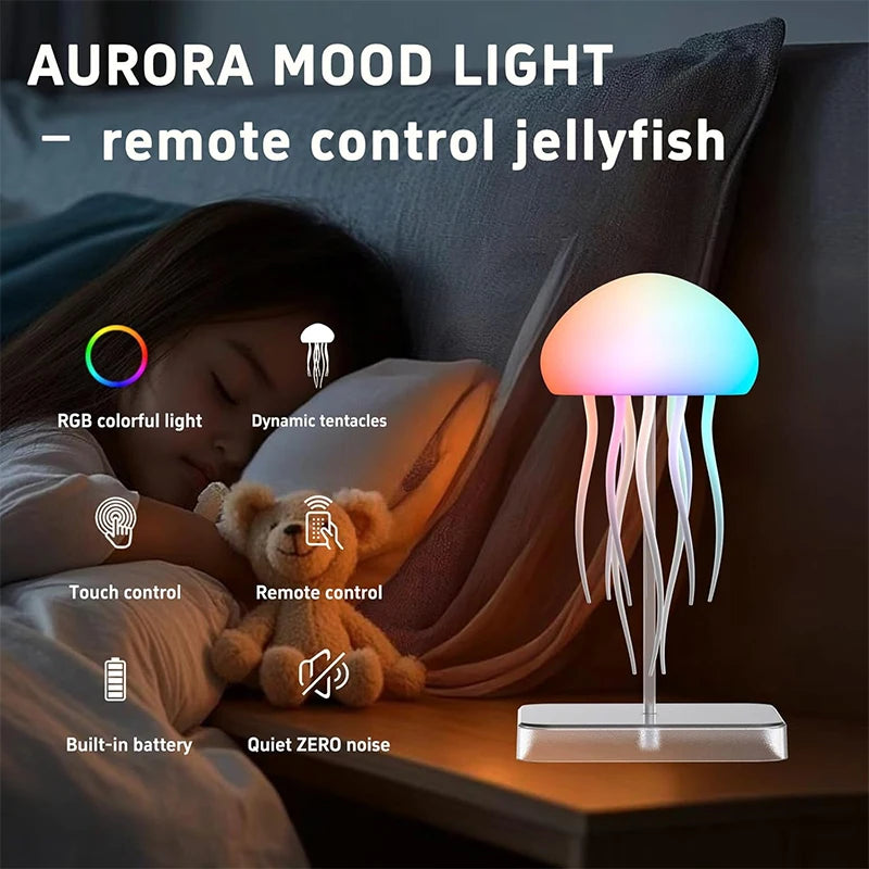RGB Jellyfish Night Light - Voice Control Night Light - LED Jellyfish Lamp